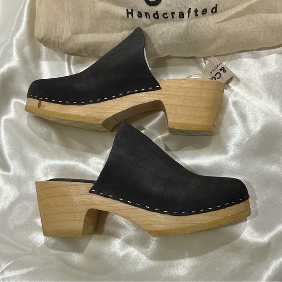 Rag And Co Darcie Clogs Suede Wooden Heel Dark Grey Size 7 Boho Chic Indie Fall - Picture 8 of 15